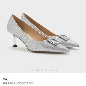 C.C Elegant Silver Glitter Heels